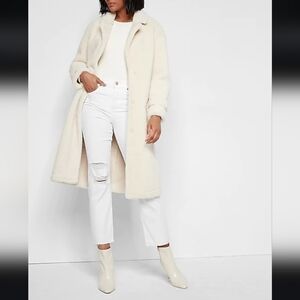 NWT Express Super High Rise Mom Jeans Distressed Size 10R White